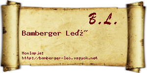 Bamberger Leó névjegykártya